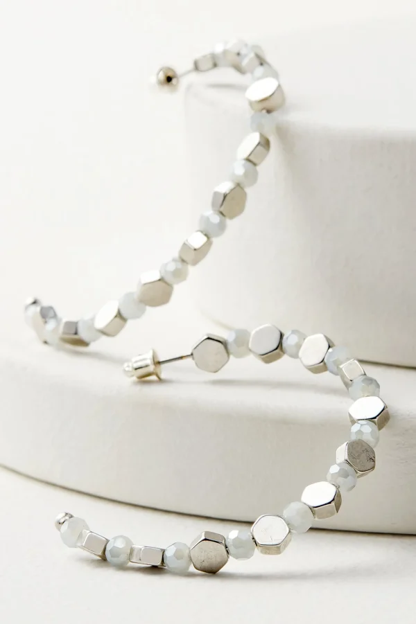 Earrings | earrings-Soft Surroundings Elsa Bead Hoop Earring Gray Multi