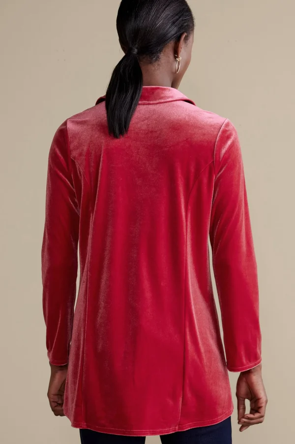 EVelvet Styles | long sleeve-Soft Surroundings Enchanted Velvet Shirt Sangria Red