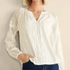 Feminine Flourish | Vacation Shop-Soft Surroundings Enya Embroidered Top Ivory Pearl