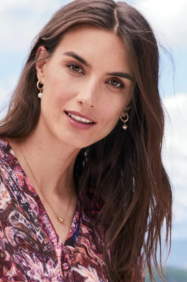 Earrings | earrings-Soft Surroundings Estella Pearl Mini Hoop Earring Silver