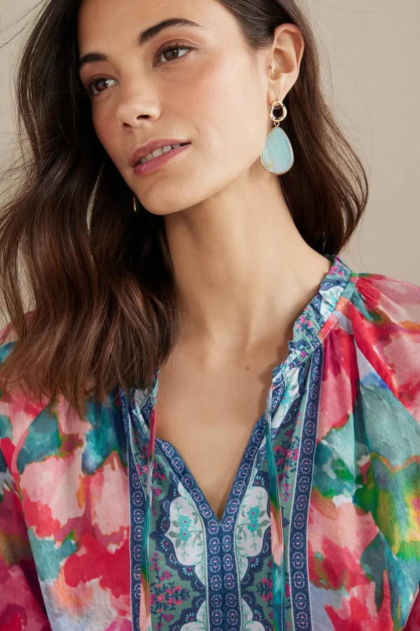 long sleeve | pullovers-Soft Surroundings Evalina Top Pink Ranunculus