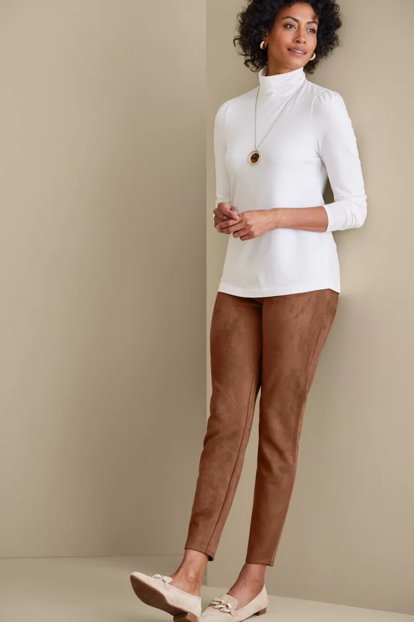 Everyday Styles | Leggings-Soft Surroundings Faux Suede Pull-On Leggings Black