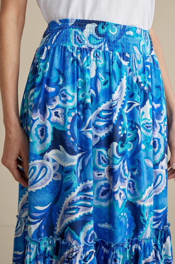 Feminine Flourish | Vacation Shop-Soft Surroundings Feyre Maxi Skirt Island Sun Paisley Blue