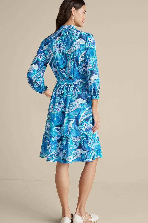 Into The Blues | work to play-Soft Surroundings Feyre Short Dress Island Sun Paisley Blue