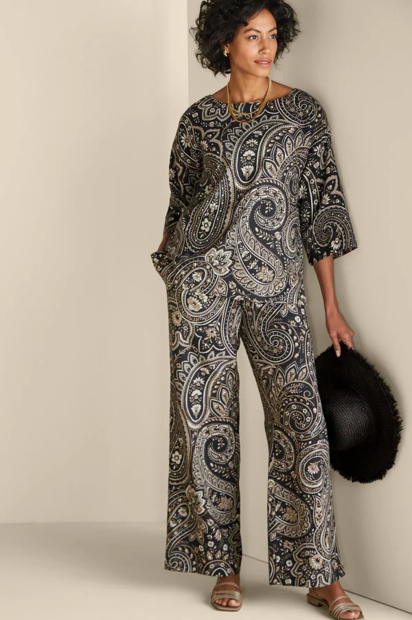 Vacation Shop | three quarter length-Soft Surroundings Fleur Top Global Paisley