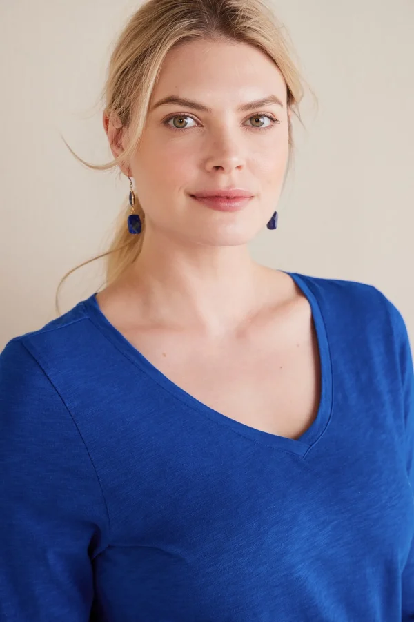 Feminine Flourish | three quarter length-Soft Surroundings Grace Top Rosey Red