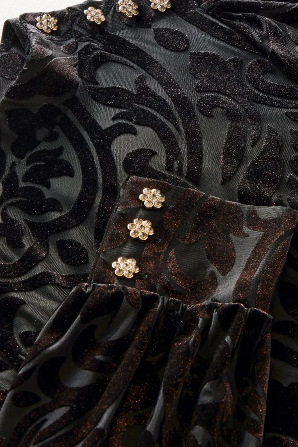 EVelvet Styles | occasion dresses-Soft Surroundings Hadley Velvet Dress Black Abstract