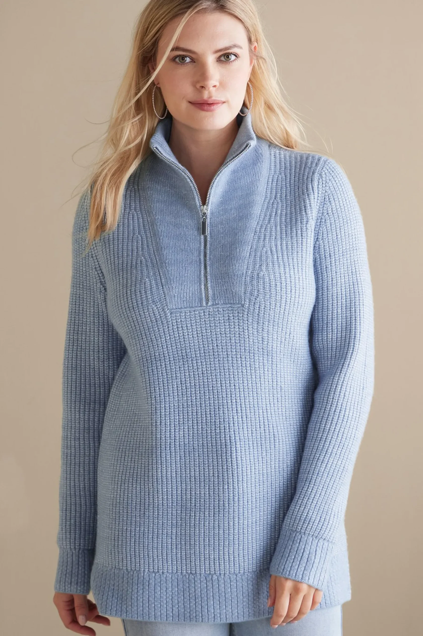 hallie_half_zip_sweater_0.webp Into The Blues | Everyday Styles-Soft Surroundings Hallie Half Zip Sweater Faded Denim