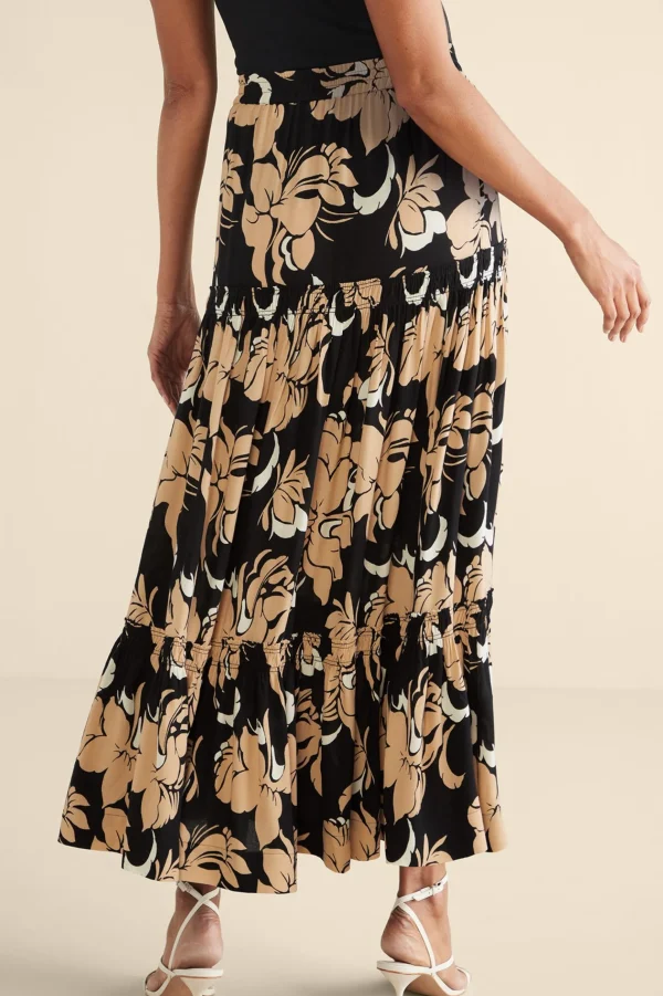 Vacation Shop | Skirts-Soft Surroundings Halona Maxi Skirt Menara Bloom Neutral