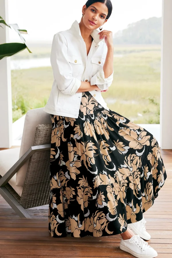 Vacation Shop | Skirts-Soft Surroundings Halona Maxi Skirt Menara Bloom Neutral