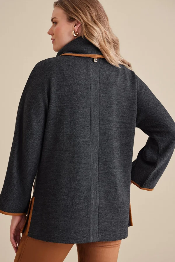 long sleeve | pullovers-Soft Surroundings Hanna Convertible Tunic Charcoal Heather