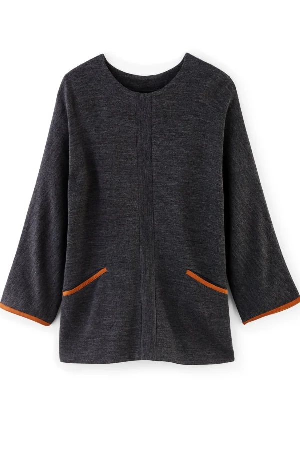 long sleeve | pullovers-Soft Surroundings Hanna Convertible Tunic Charcoal Heather
