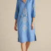 Feminine Flourish | Into The Blues-Soft Surroundings Hasana Linen Blend Midi Dress Riverside Blue