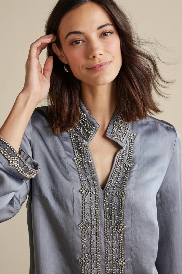 Global Artistry | long sleeve-Soft Surroundings Icon Colette Tunic Moroccan Embellishment
