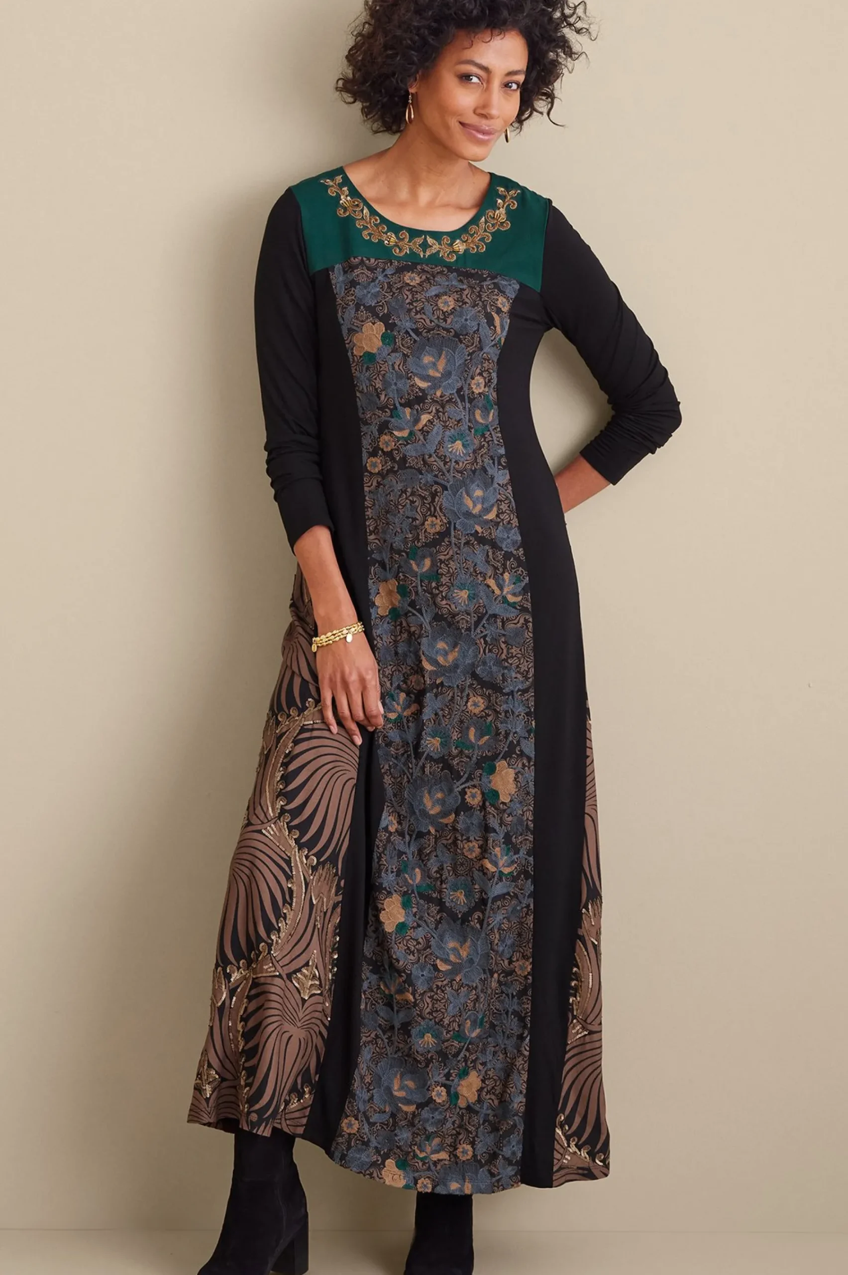 icon_sultana_dress_0.webp Global Artistry | forever favorites-Soft Surroundings Icon Sultana Dress Tribal/Floral Multi