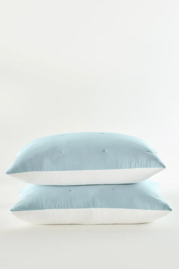 pillowcases & shams-Soft Surroundings Ivy May Reversible Gauze Sham Indigo & White