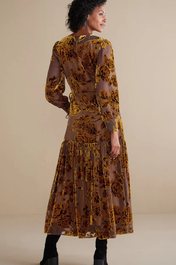 Feminine Flourish | EVelvet Styles-Soft Surroundings Jamila Velvet Dress Neutral Floral