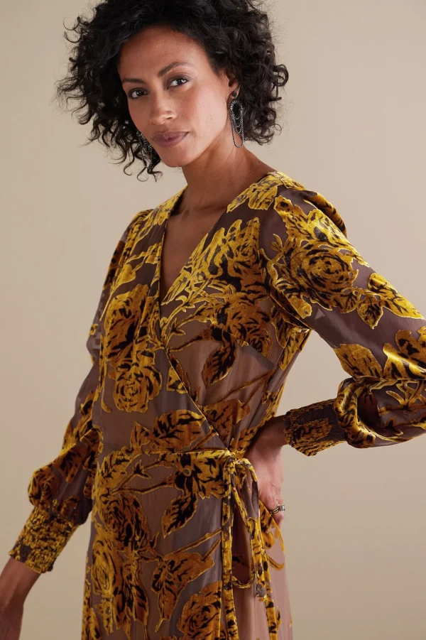 Feminine Flourish | EVelvet Styles-Soft Surroundings Jamila Velvet Dress Neutral Floral