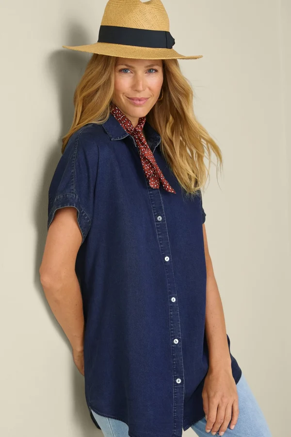 Everyday Styles | Vacation Shop-Soft Surroundings Je Veux TENCEL Shirt Light Chambray