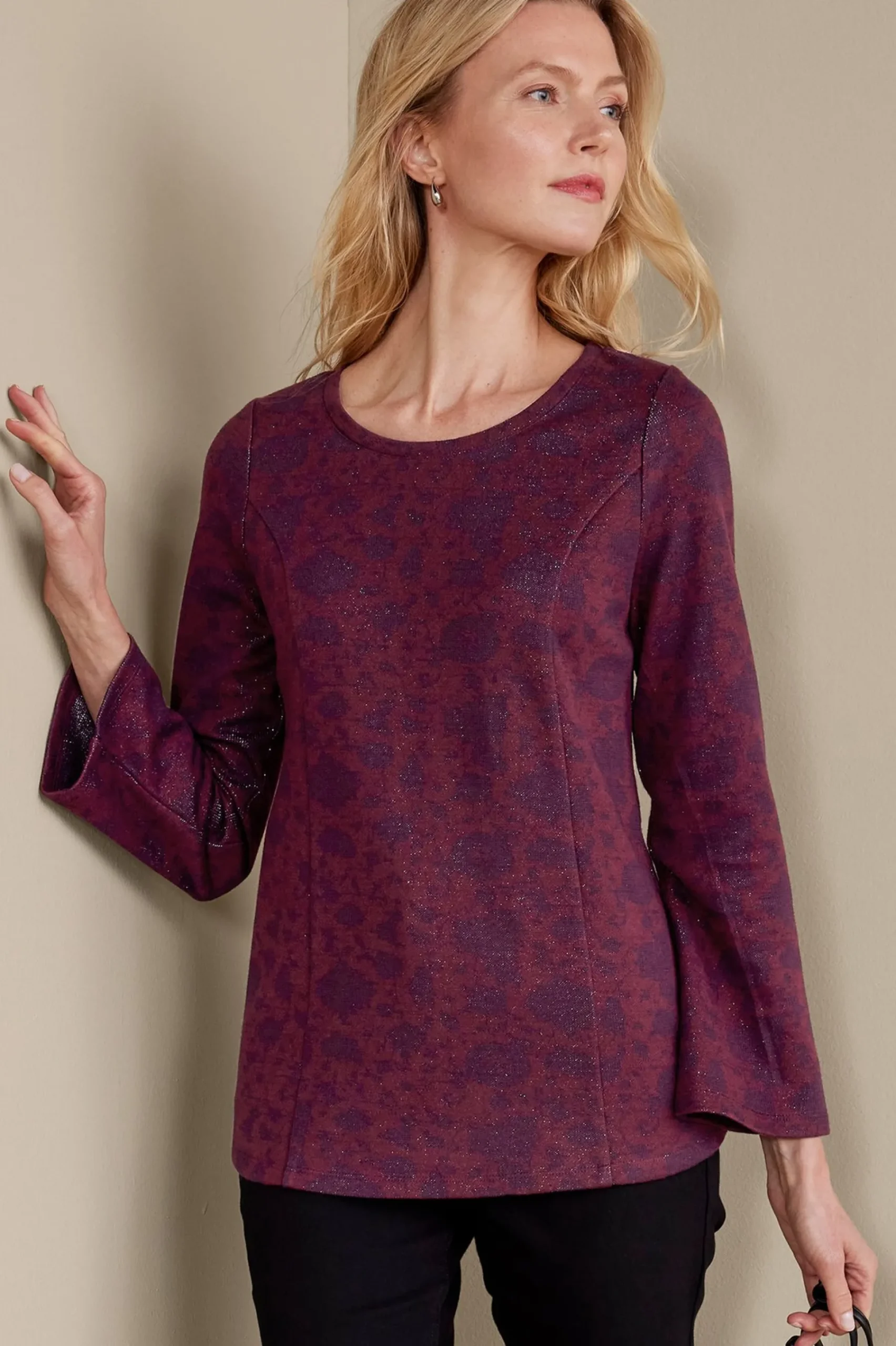 jeri_jacquard_top_0.webp Feminine Flourish | long sleeve-Soft Surroundings Jeri Jacquard Top Multi Floral