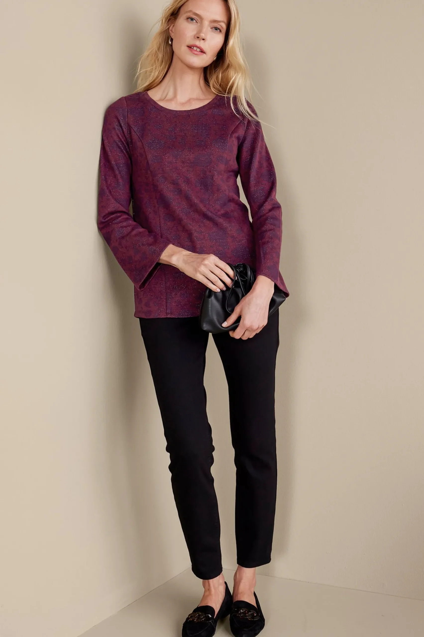 jeri_jacquard_top_1.webp Feminine Flourish | long sleeve-Soft Surroundings Jeri Jacquard Top Multi Floral