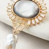 rings & pins-Soft Surroundings Juliet Pearl Drop Brooch Smoky Multi