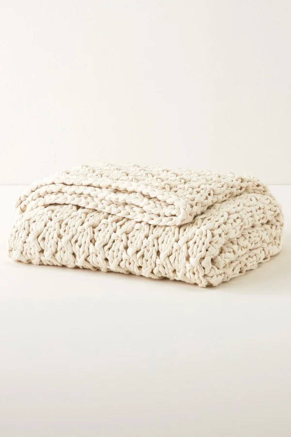 Throws | blankets & throws-Soft Surroundings Kali Knit Throw Indigo