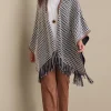 Scarves & Wraps-Soft Surroundings Kareli Plaid Topper Black/White