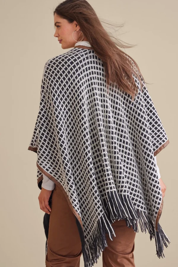 Scarves & Wraps-Soft Surroundings Kareli Plaid Topper Black/White