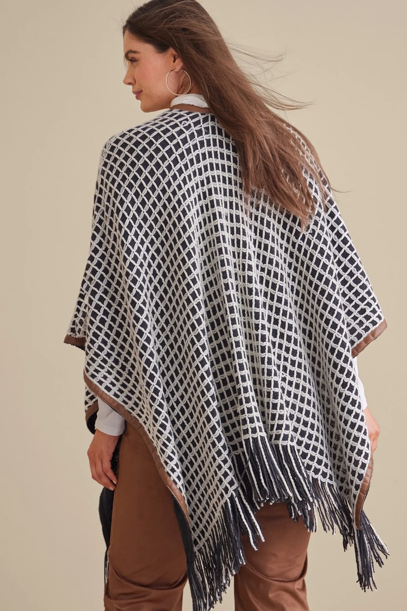 kareli_plaid_topper_2.webp Scarves & Wraps-Soft Surroundings Kareli Plaid Topper Black/White