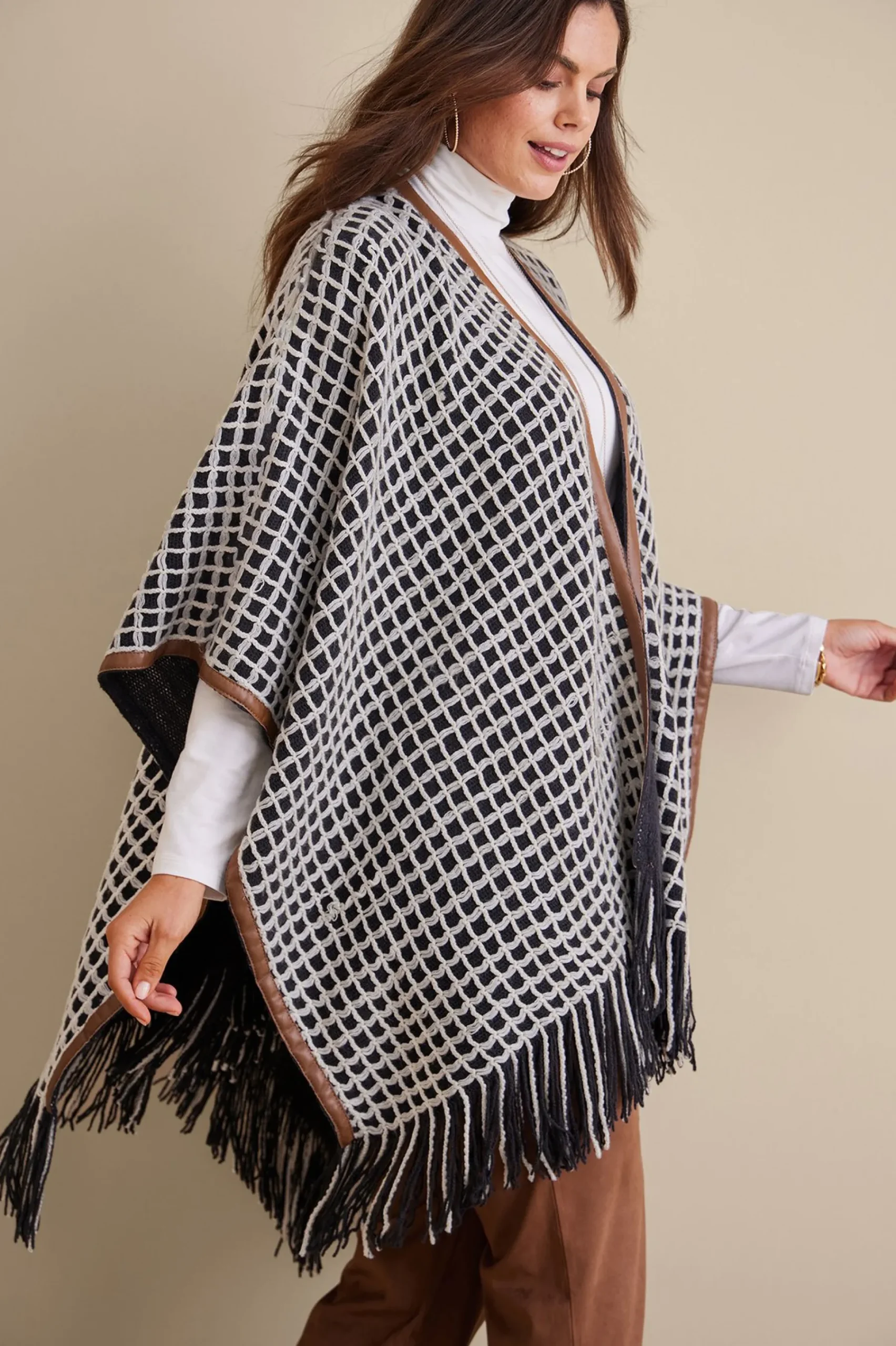 kareli_plaid_topper_4.webp Scarves & Wraps-Soft Surroundings Kareli Plaid Topper Black/White
