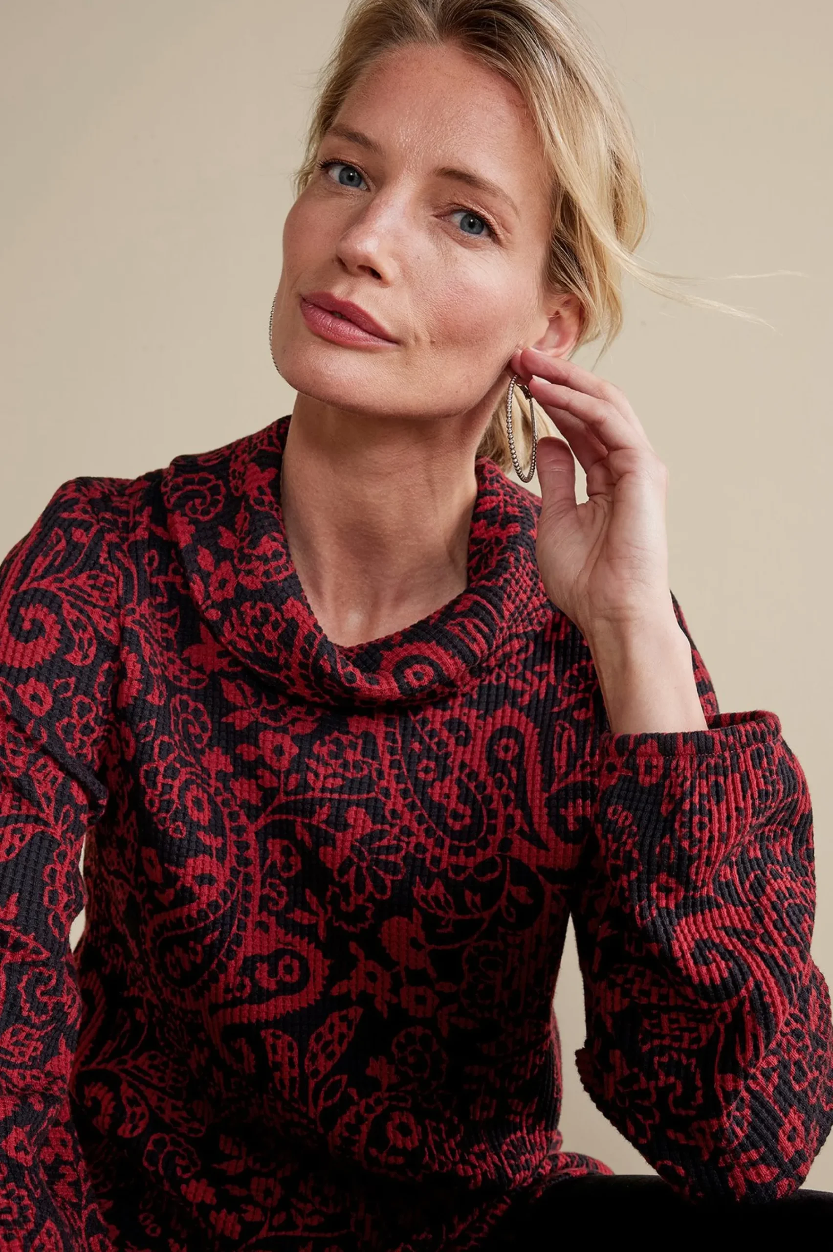 kendra_waffle_top_0.webp Everyday Styles | long sleeve-Soft Surroundings Kendra Waffle Top Red/Black Paisley