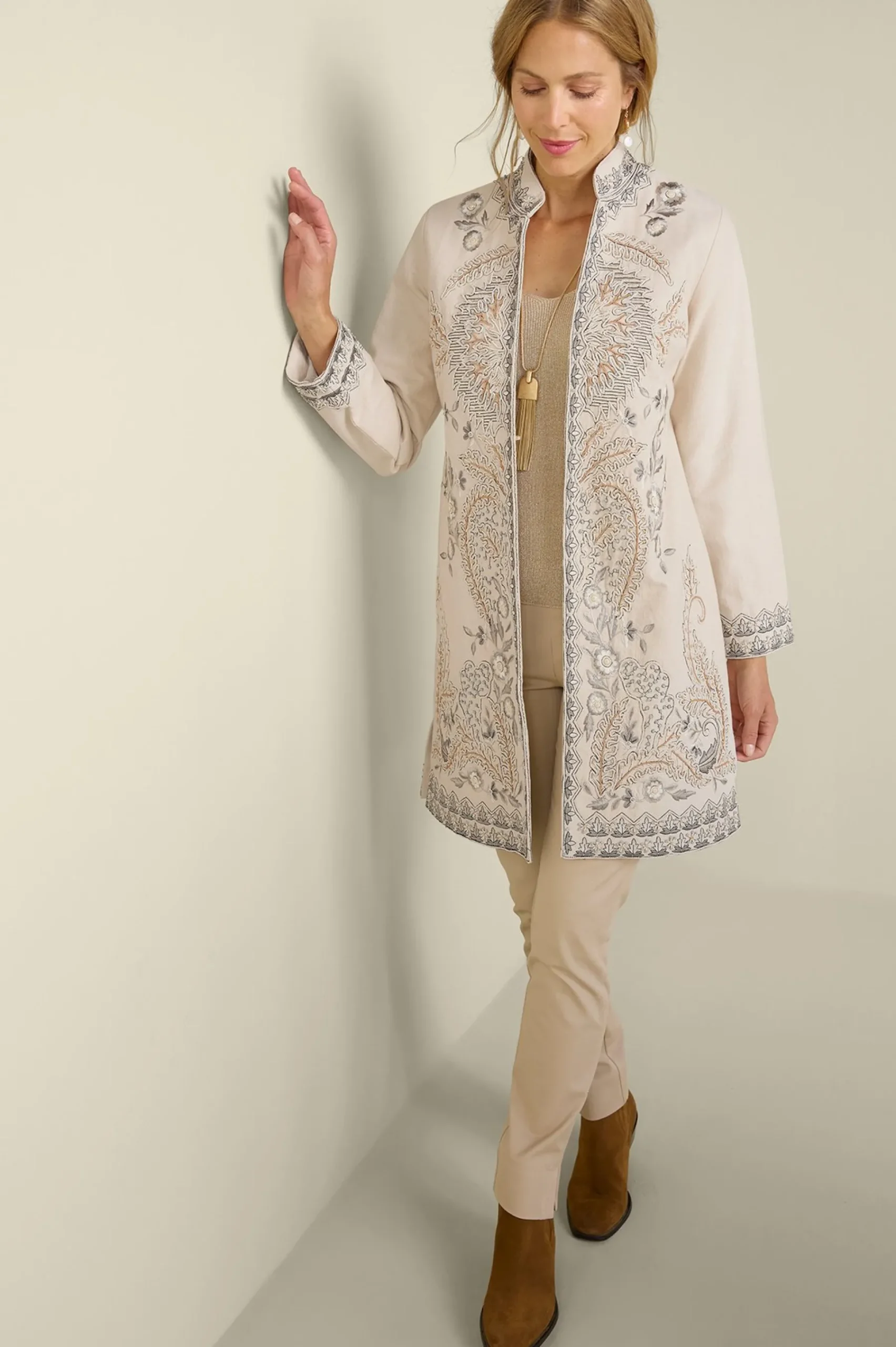 kerala_embellished_natura_0.webp Feminine Flourish | Wear Now Styles-Soft Surroundings Kerala Embellished Natural Jacket Natural Seed
