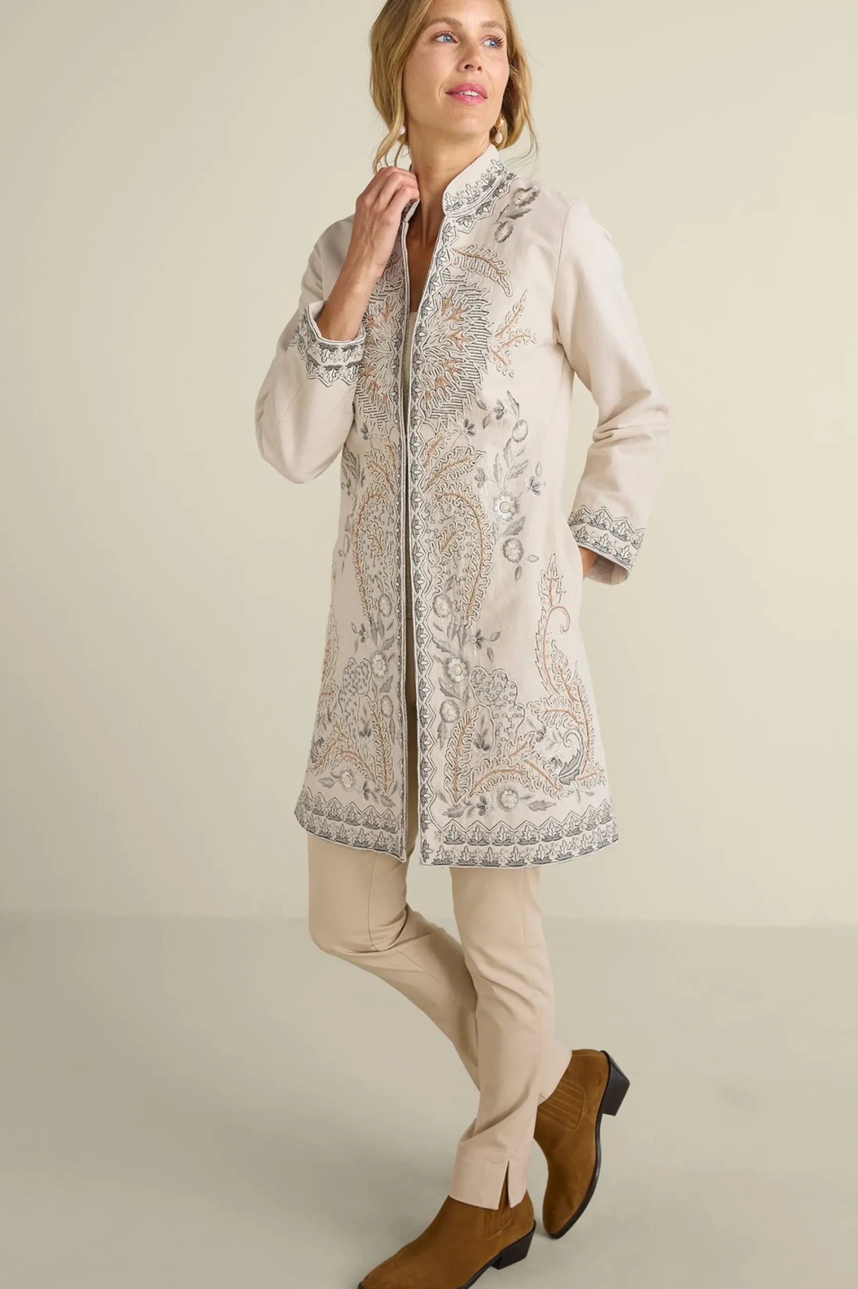 kerala_embellished_natura_1.webp Feminine Flourish | Wear Now Styles-Soft Surroundings Kerala Embellished Natural Jacket Natural Seed