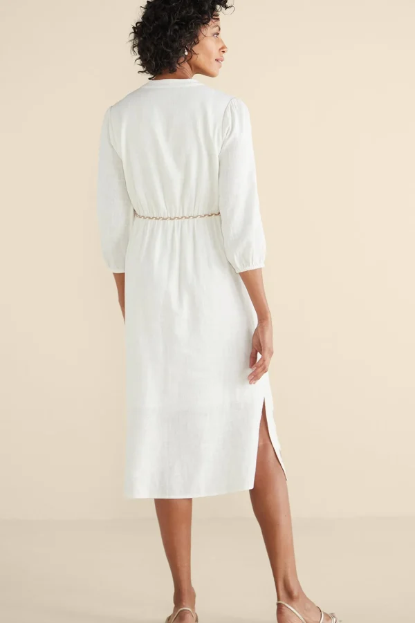 Feminine Flourish | Vacation Shop-Soft Surroundings Kimora Embroidered Midi Dress Ivory Pearl