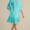 Into The Blues | Vacation Shop-Soft Surroundings Kiona Gauze Short Dress Hawaiian Aqua