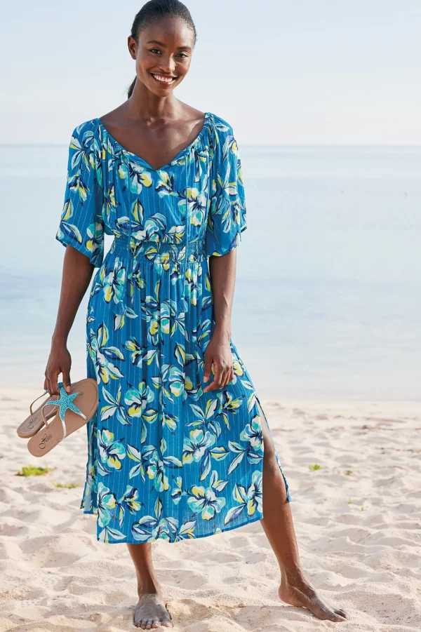 cover ups-Soft Surroundings La Blanca Fiji Coverup Dress Ocean
