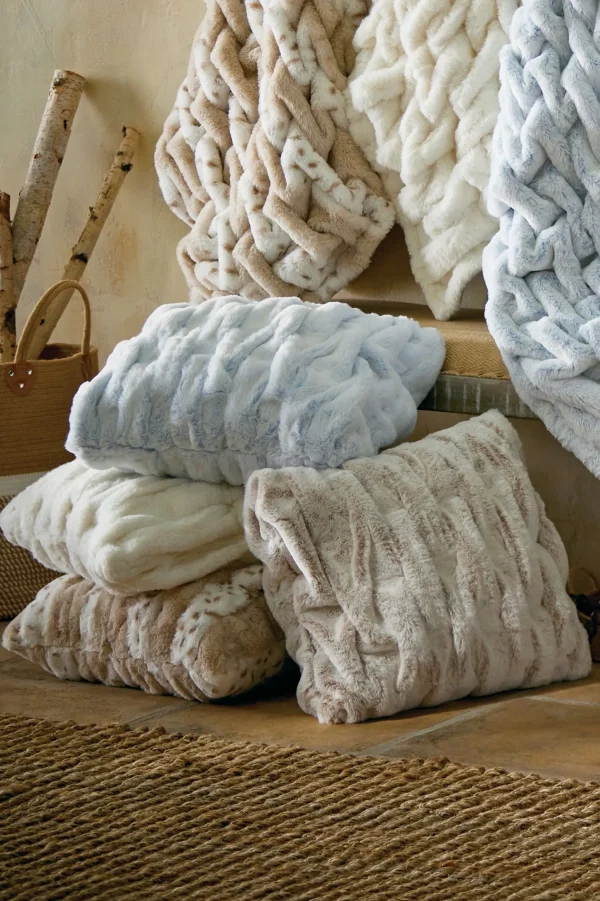 Bedding Essentials | pillows-Soft Surroundings La Parisienne Faux Fur Pillow Snow Leopard