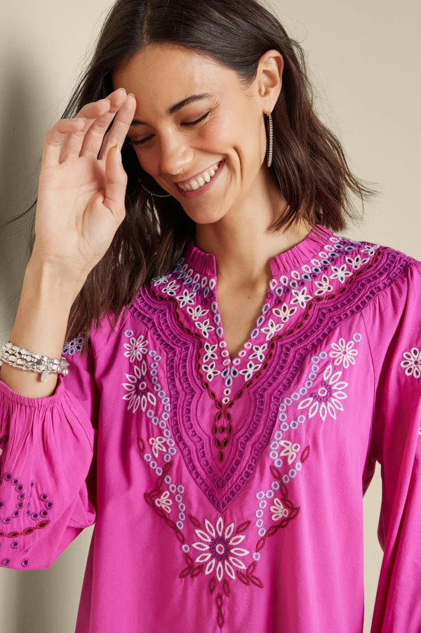Feminine Flourish | Vacation Shop-Soft Surroundings Laney Voile Blouse Rose Violet