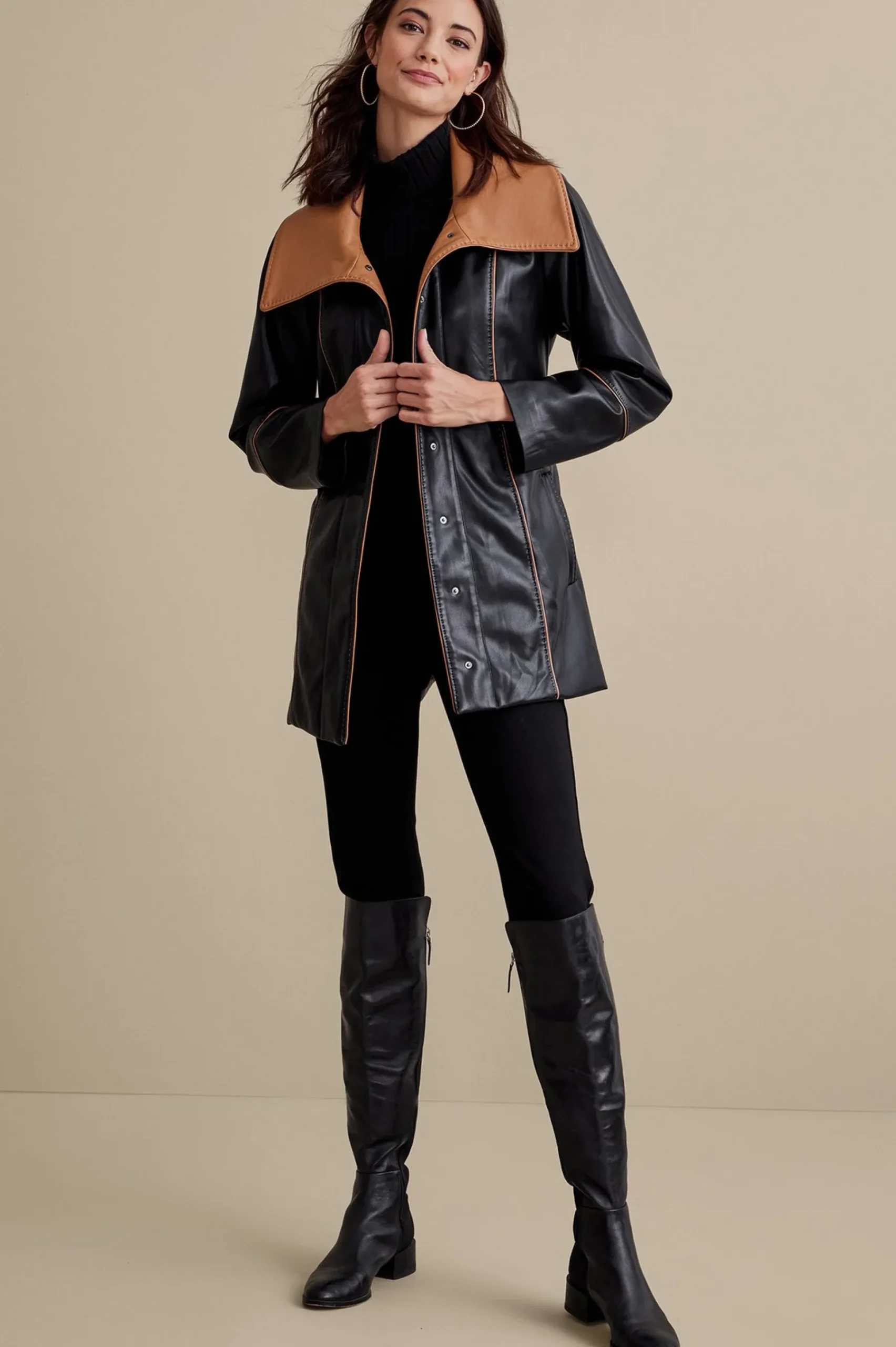 lausanne_faux_leather_jac_0.webp Jackets & Coats-Soft Surroundings Lausanne Faux Leather Jacket Black