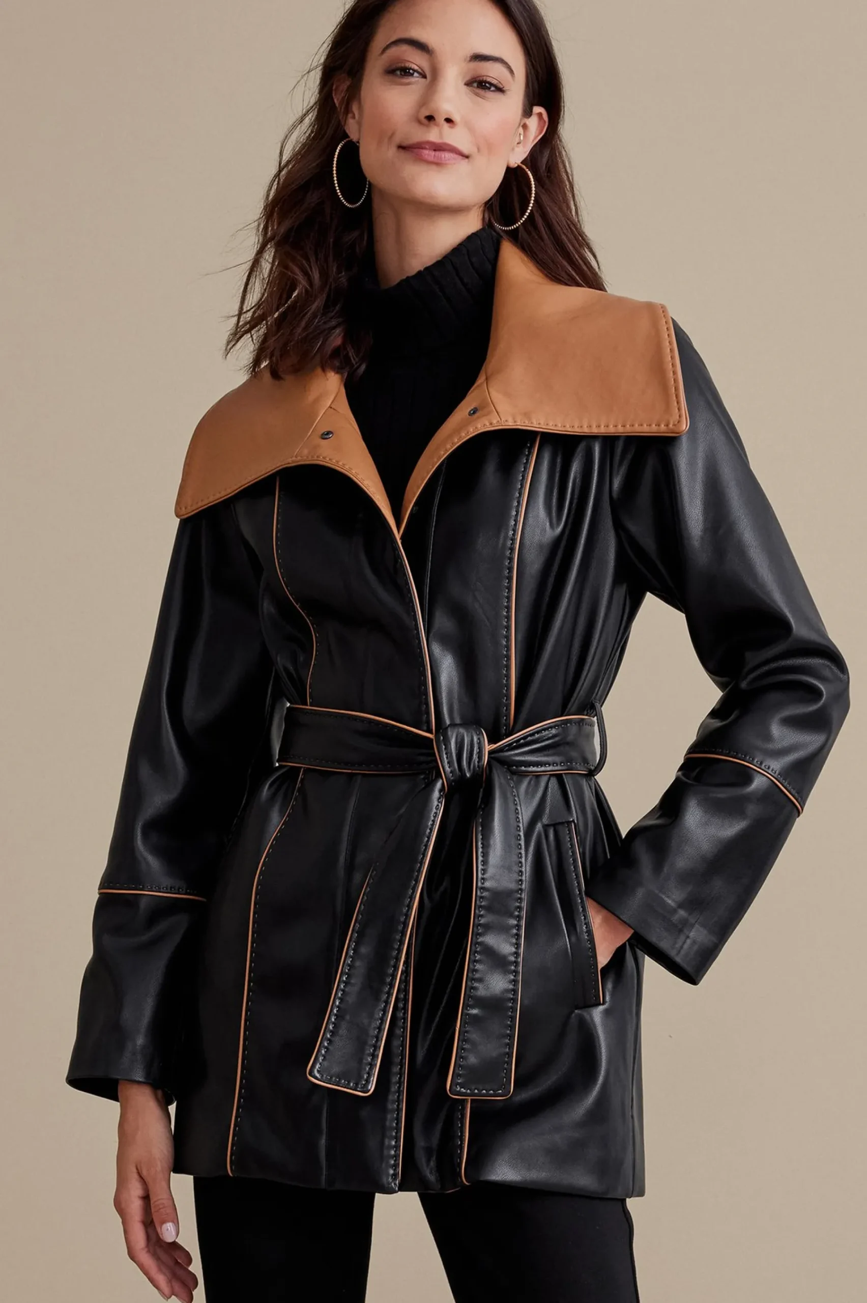 lausanne_faux_leather_jac_1.webp Jackets & Coats-Soft Surroundings Lausanne Faux Leather Jacket Black