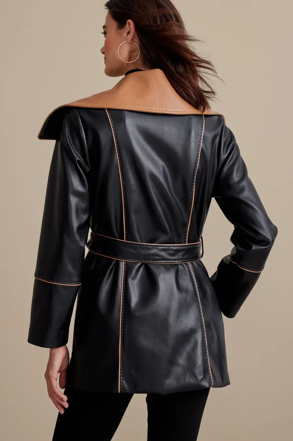 Jackets & Coats-Soft Surroundings Lausanne Faux Leather Jacket Black