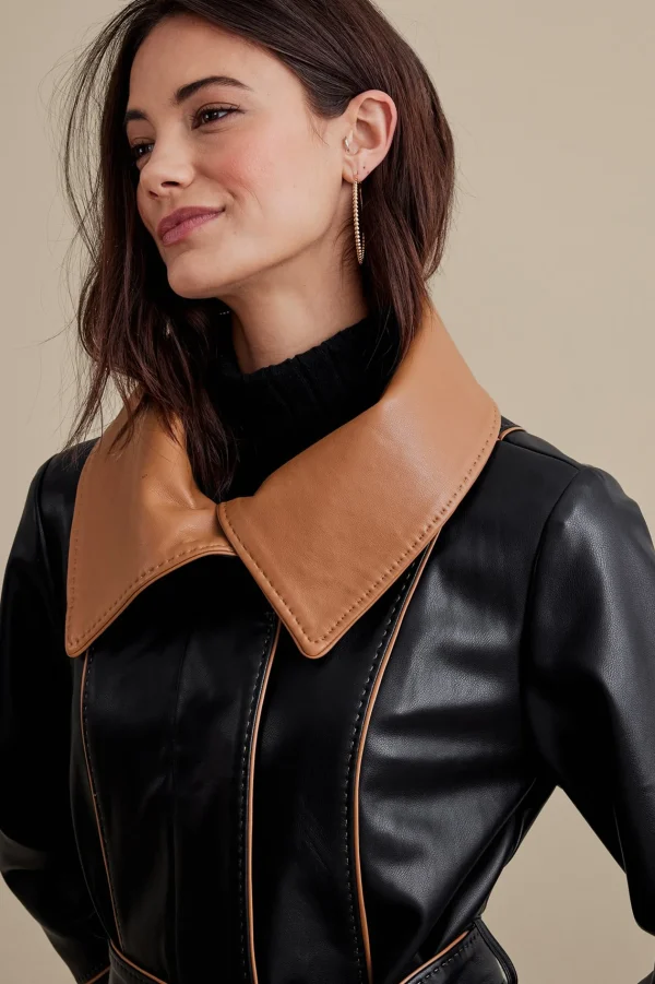 Jackets & Coats-Soft Surroundings Lausanne Faux Leather Jacket Black