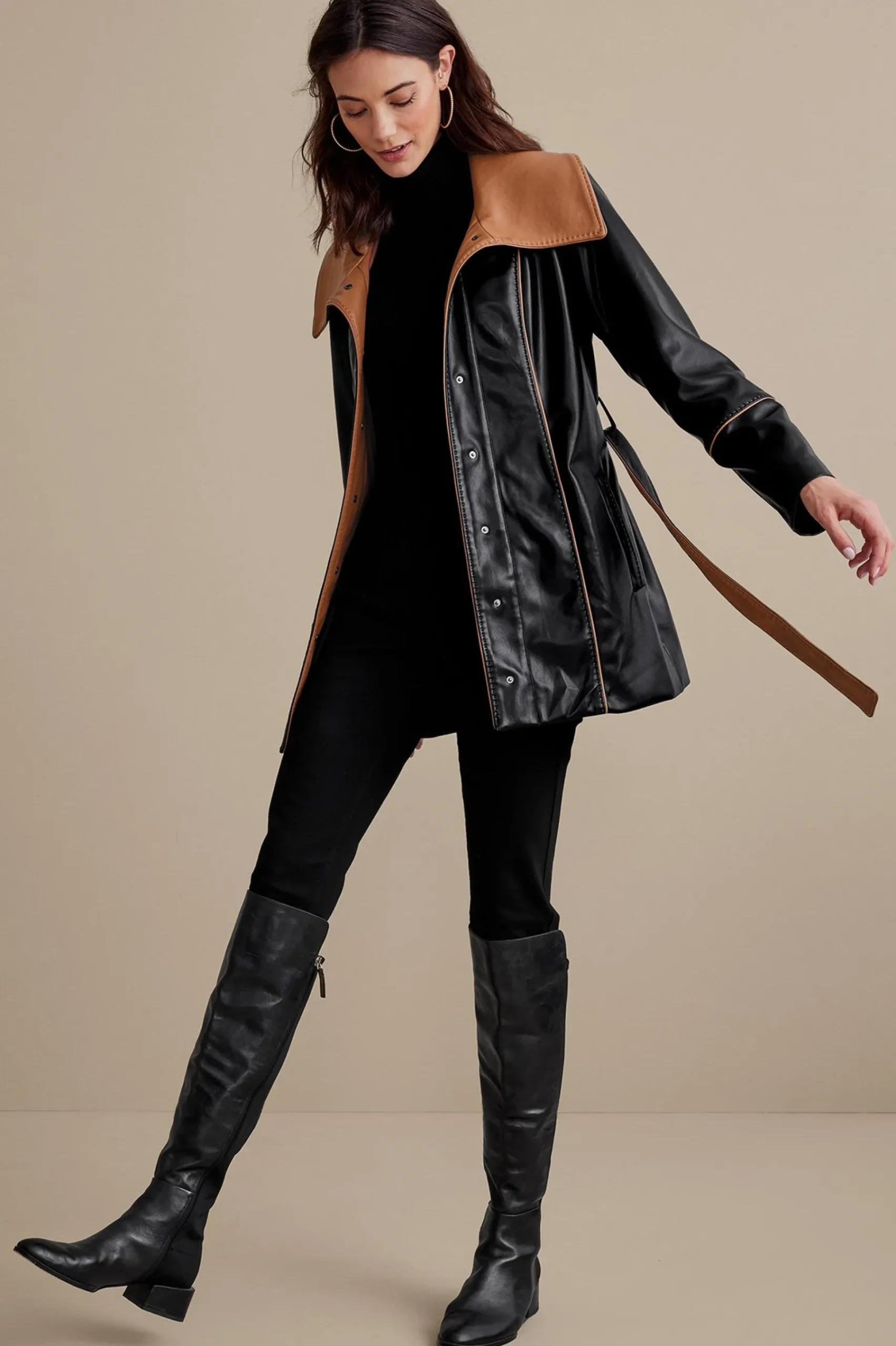 lausanne_faux_leather_jac_5.webp Jackets & Coats-Soft Surroundings Lausanne Faux Leather Jacket Black