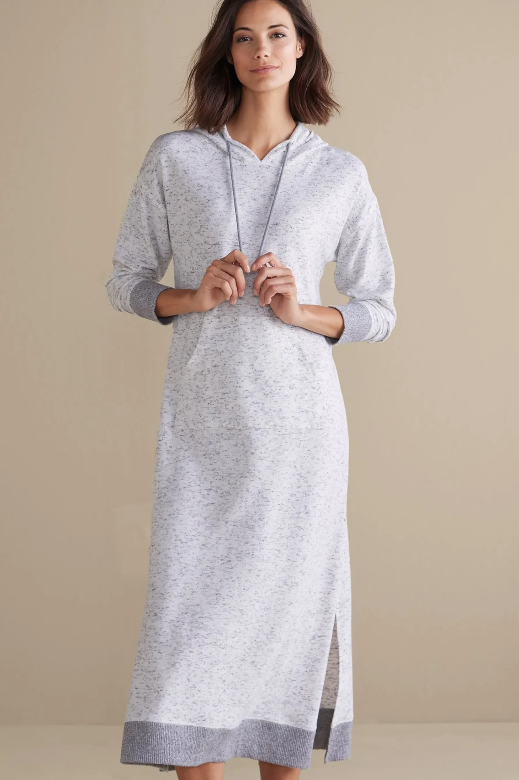 lazy_day_lounge_dress_0.webp Sleepwear & Lounge-Soft Surroundings Lazy Day Lounge Dress White/Grey