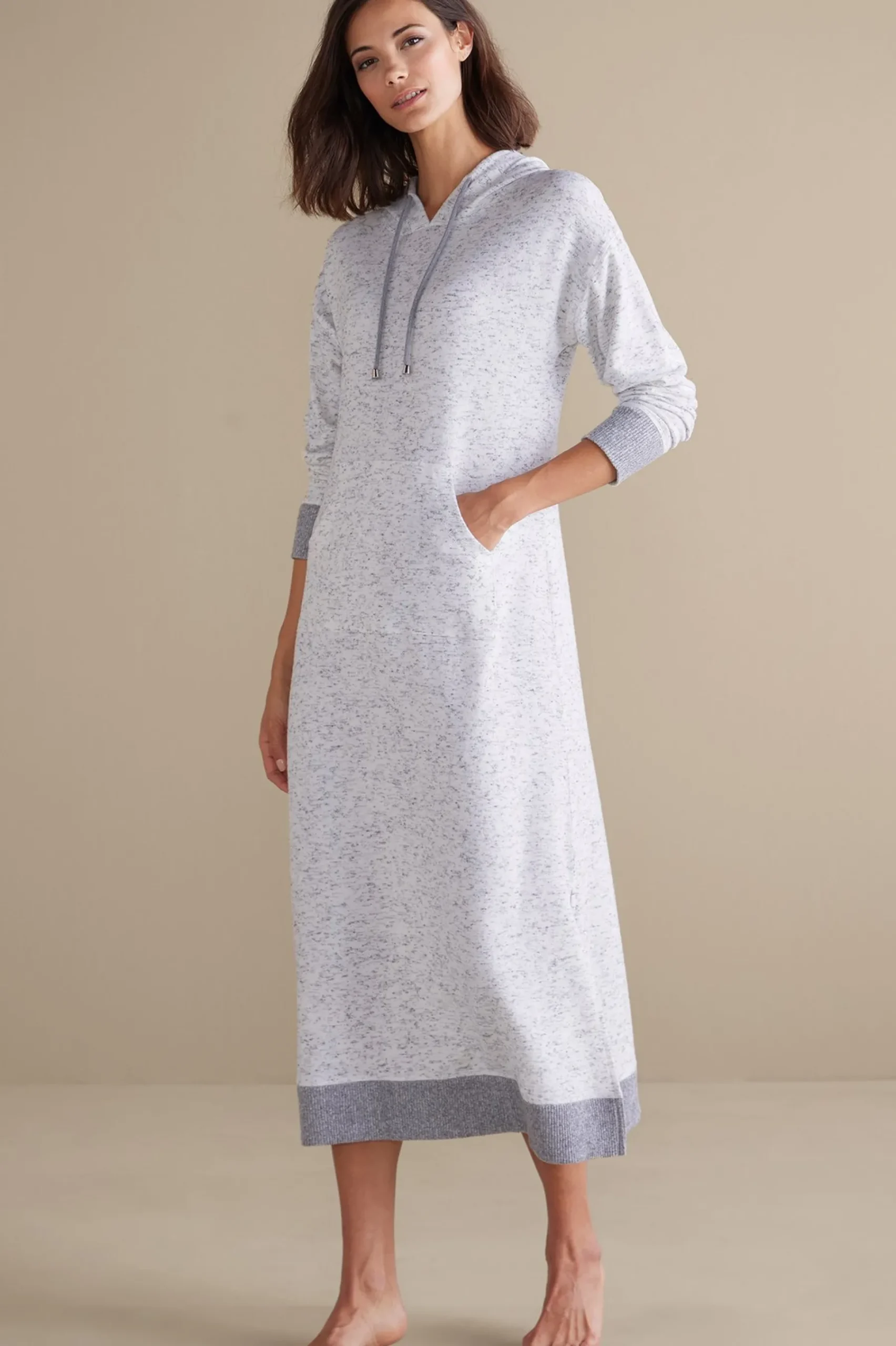 lazy_day_lounge_dress_1.webp Sleepwear & Lounge-Soft Surroundings Lazy Day Lounge Dress White/Grey