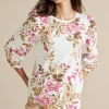 Feminine Flourish | three quarter length-Soft Surroundings Lesley Printed Top Painterly Peony Flowers
