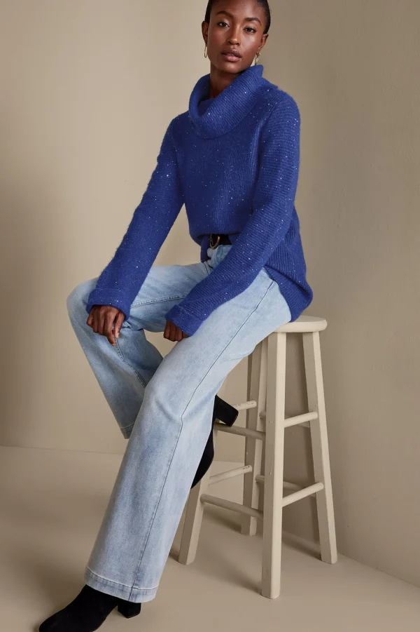 Into The Blues | Sweaters & Cardigans-Soft Surroundings Linley Sequin Sweater Sapphire