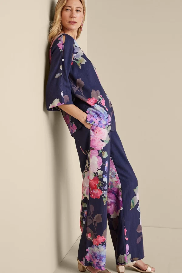Feminine Flourish | Into The Blues-Soft Surroundings Lizette Wide-Leg Pant Marseille Floral Exploded