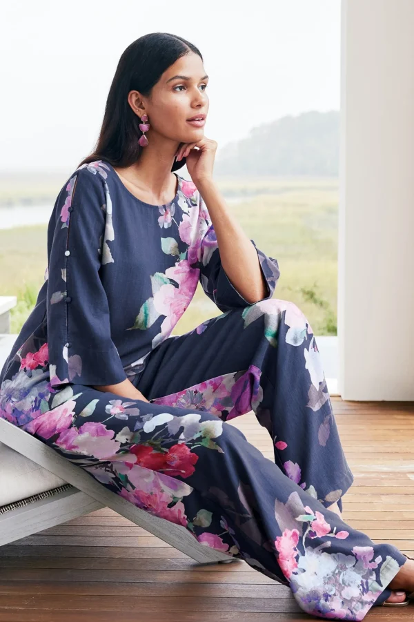 Feminine Flourish | Into The Blues-Soft Surroundings Lizette Wide-Leg Pant Marseille Floral Exploded